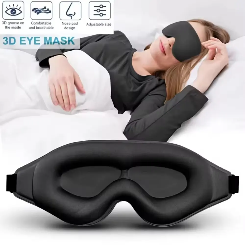 Sewing Cotton - 3Dアイマスク、快適で通気性のあるノーズパッド付き睡眠マスク、調節可能なサイズのアイカバー、睡眠、旅行、昼寝用、遮光