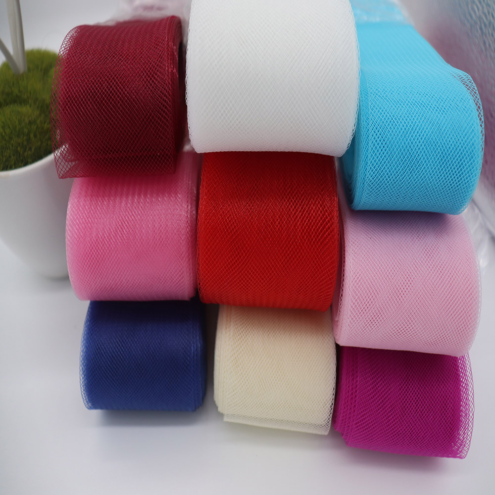 Sewing Fabric - 柔らかいポリエステルメッシュリボン、フラットな無地のクリノリン、馬毛生地付き、帽子/クラフト/ウェディングドレスの縫製アクセサリー用