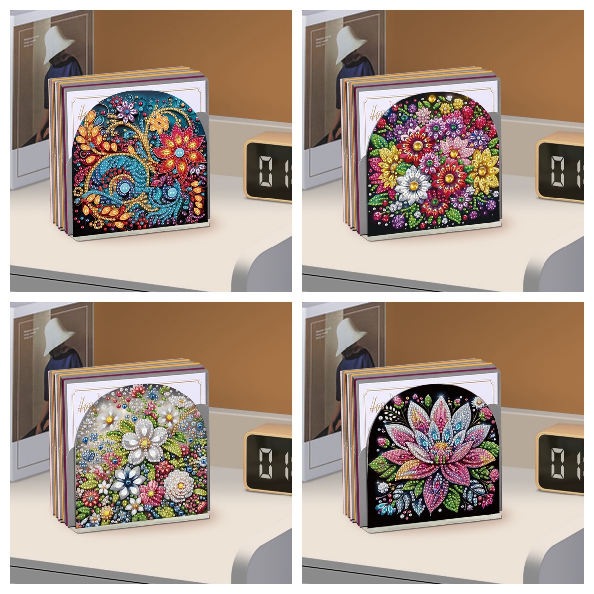 Pattern Tissue Paper - 1 ピース/セット DIY 花柄ダイヤモンドアートティッシュホルダーアクリルナプキンホルダークラフトホームオフィステーブルクリスマスギフト