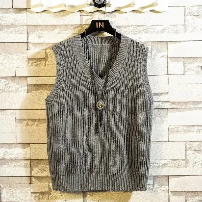 Sewing Vest - メンズ服 Vネック 無地 ベスト ニット セーター