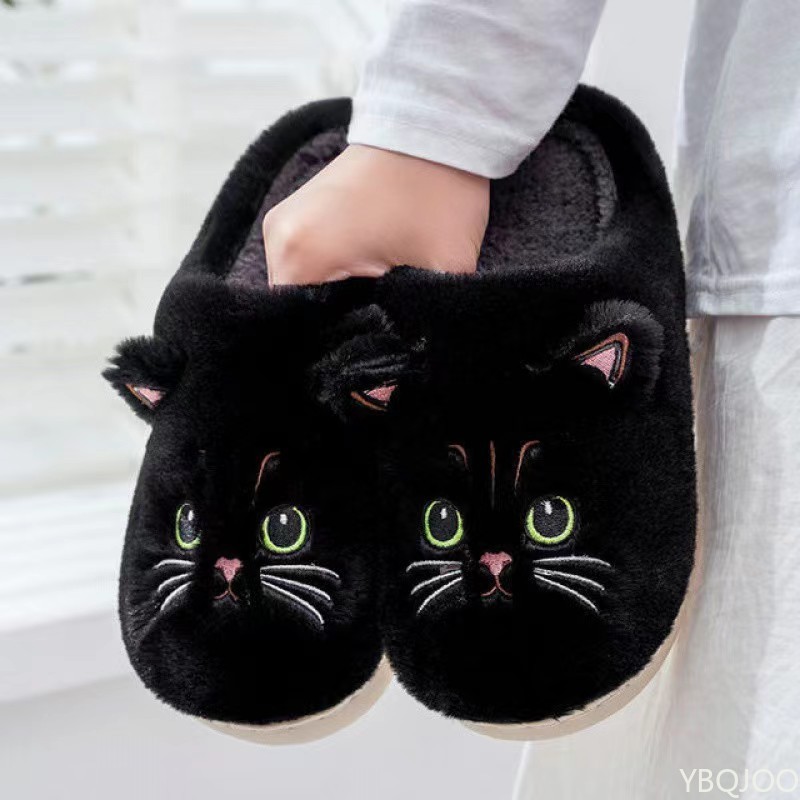 Sewing Cotton - 新しい秋冬綿スリッパ男性と女性のカップル漫画子猫屋内ぬいぐるみ平底ホーム暖かさ女性の綿モップ