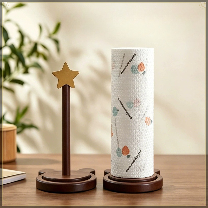 Pattern Tissue Paper - 木製クリエイティブデザインキッチンペーパータオルホルダー多機能キッチンラップペーパーロール収納ラックティッシュオーガナイザー