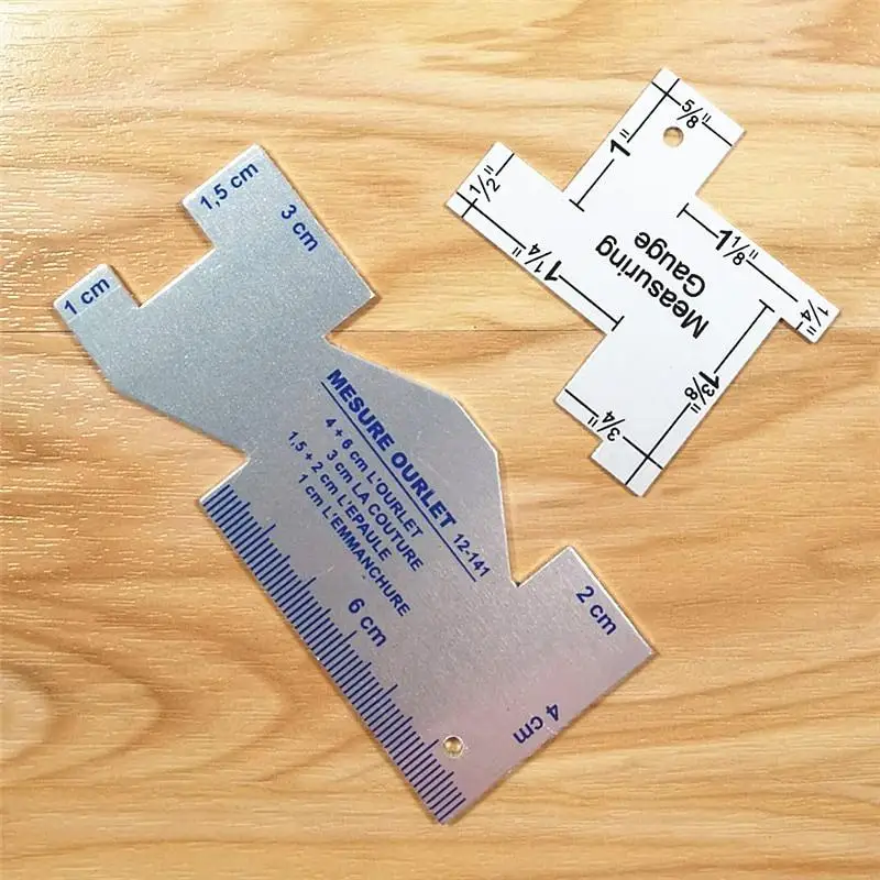 Sewing Gauge Ruler - ファブリックマーカーテーラーチョークと金属の縫製測定ゲージキルティングパトルクラフトアクセサリー