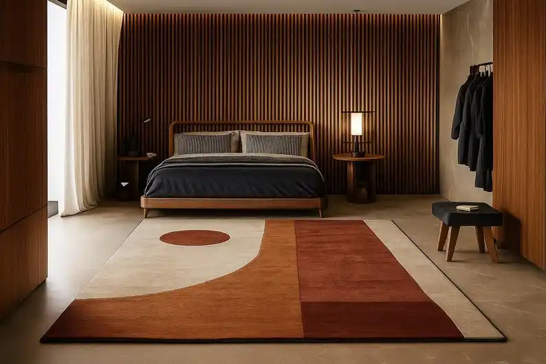 Century Textile & Sewing Supply Saskatoon Sk - ミッドセンチュリーモダン幾何学模様エリアラグ ミニマリストベージュラストカラー抽象カーペット 寝室 リビングルーム ホームデコレーション用
