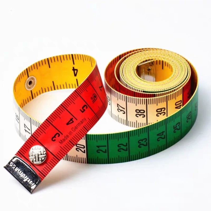 Sewing Gauge Ruler - 150cm ドイツ製高品質ソフトメジャー、スナップファスナー付き仕立て屋用メジャー、身体測定用定規、裁縫道具