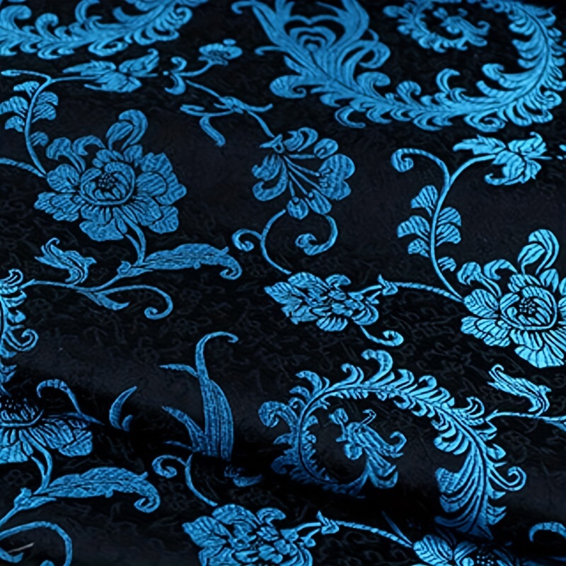 Sewing Fabric - 3Dブルーフェニックステールブロケード生地 — 衣類、DIYカーテン、装飾用の高級縫製素材。ヤード単位で販売。