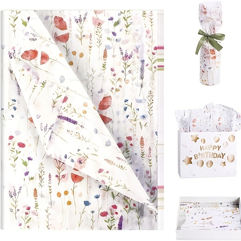 Pattern Tissue Paper - 20枚 ラベンダープリント ギフト包装紙 ティッシュペーパー、14x20インチ 半透明 バレンタインデー
