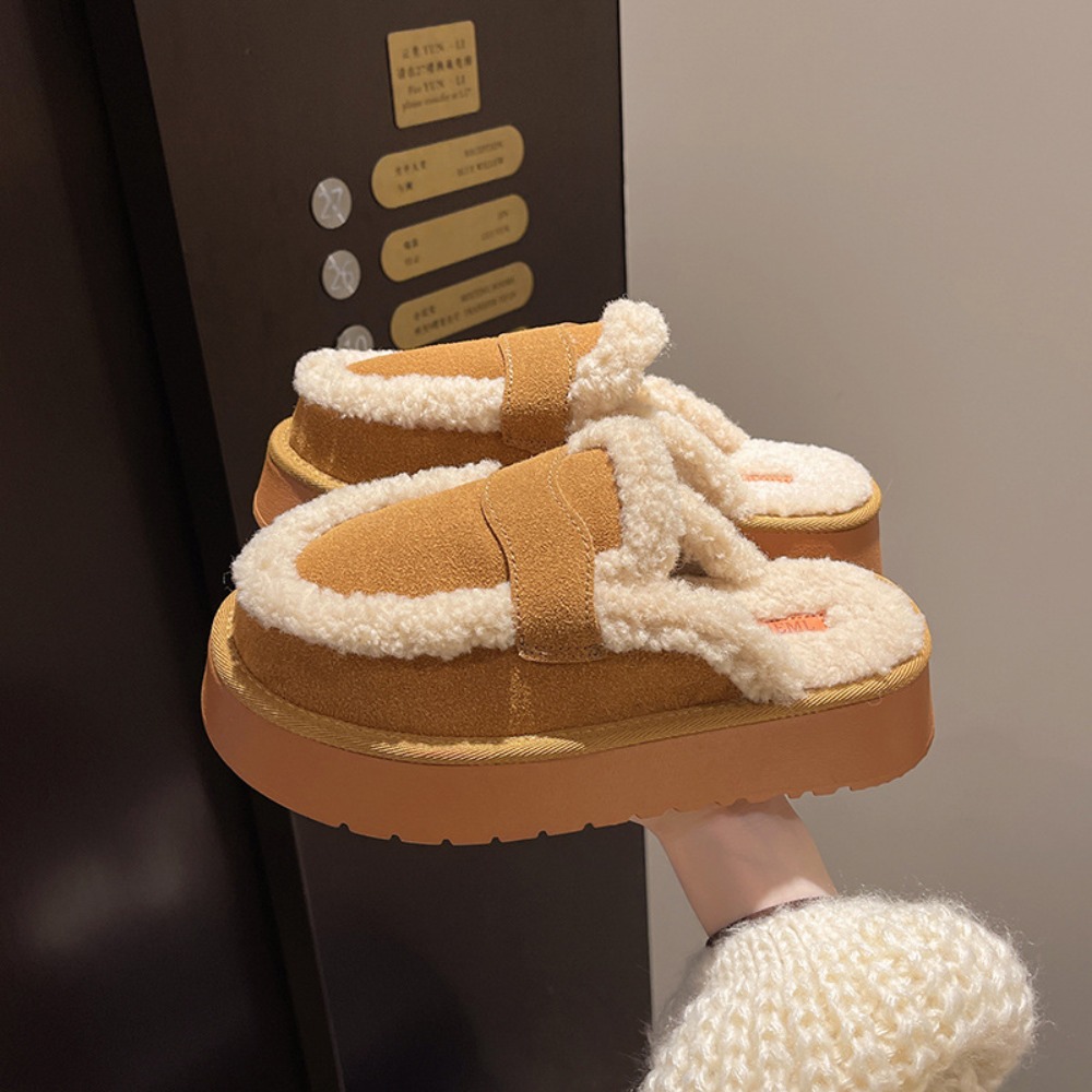 女性スリッパデザイナーフロストレザー冬ブーツ厚底家庭用綿スリ - Sewing Cotton のレビューと価格