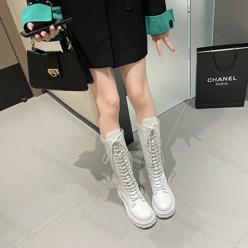 女性騎士のブーツプラットフォームチャンキーシューズファッショ - Sewing Garment のレビューと価格