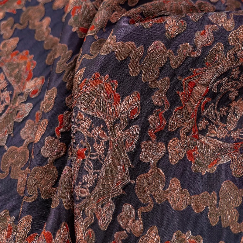 紫赤色のレーヨン花柄ジャカードルレックス生地新しい中国風のシ - Sewing Fabric のレビューと価格