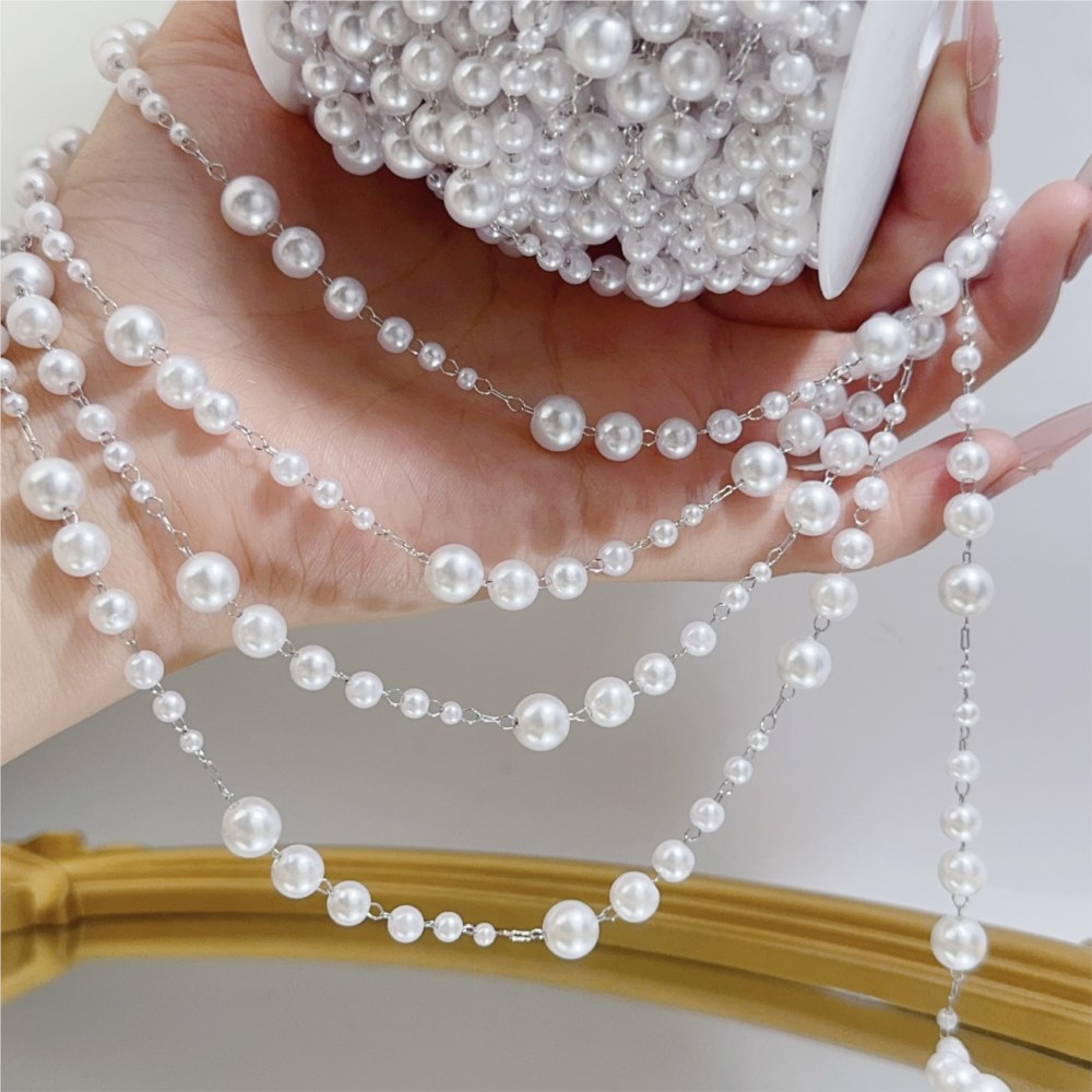 1メートル 3-8mm フェイクパールビーズ 真鍮製リンクチ - Sewing Production のレビューと価格