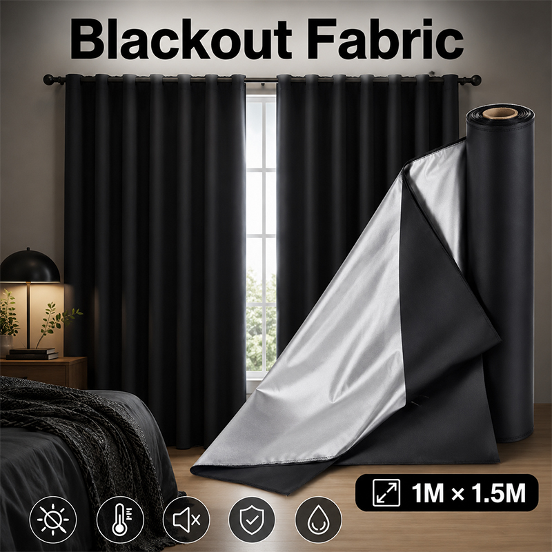 1 メートル黒銀コーティングされた遮光生地断熱不透明布研究室 - Sewing Fabric のレビューと価格