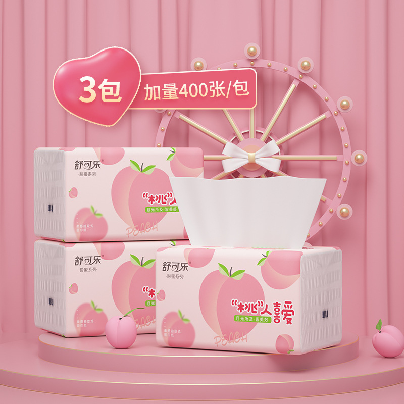 かわいい桃柄のフェイシャルティッシュ 5 層厚手 400 枚 - Pattern Tissue Paper のレビューと価格