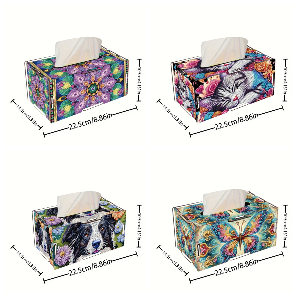DIYアニマル柄ラウンドダイヤモンドペインティングセット、絵 - Pattern Tissue Paper のレビューと価格