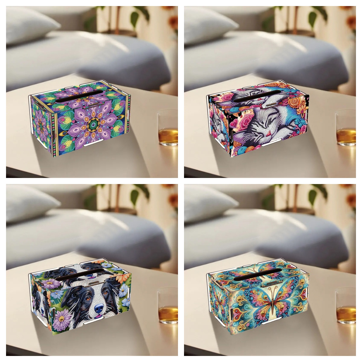 DIYアニマル柄ラウンドダイヤモンドペインティングセット、絵 - Pattern Tissue Paper のレビューと価格